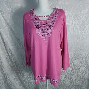 Alfred Dunner pink embellished tunic size 2X